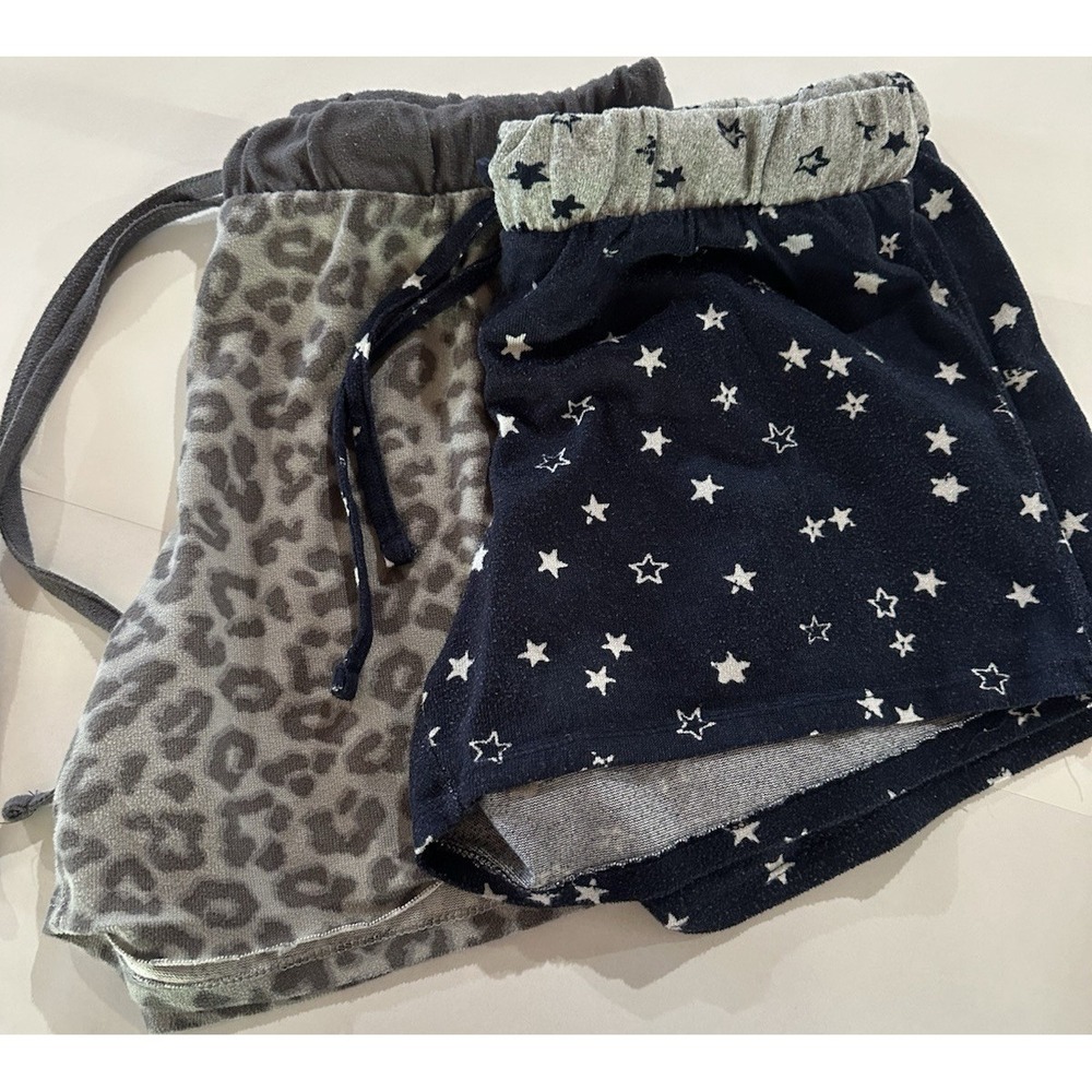 2-Lucky Brand Sleep Shorts Leopard & Stars Print Gray Navy Women's Small&Medium